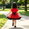 Falda de Lunares para Actuación en Escenario, Falda Abullonada para Niña Pequeña, Falda de Princesa, Minifalda de Doble Capa con Lunares Negros y Rojos