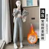 Calça Jogger de Lã Grossa para o Inverno 2026 Lã de Cordeiro Sintética Versátil Calça de Moletom Feminina Emagrecedora Quente Casual