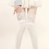 Calcetines Cortos con Adorno de Encaje, Calcetines de Algodón con Cordones Estilo Jk, Calcetines Largos Huecos Estilo Ballet Moldeadores de Piernas, Calcetines Versátiles para Pantorrilla