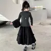 Conjunto de Falda Tulipán de Tres Piezas Estilo Coreano para Niñas Primavera Otoño 2026 Nuevo Conjunto de Chaleco Estilo Ropa de Trabajo Ambiente de Niña Grande Tendencia