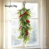 Folhas de pinho de plástico de Natal, plantas verdes artificiais, galhos de pinho, flores artificiais, bolas de Natal, acessórios para guirlanda, pingentes decorativos