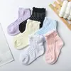 Meias de Algodão Finas Coloridas Doces de Verão para Crianças, Meias Lisas Respiráveis de Malha para Meninos e Meninas, Meias de Cano Curto, Atacado em Estoque