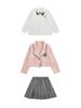 Blazer Corto Rosa Estilo Academia Wulibu para Niñas Primavera y Otoño 2026 Falda Plisada Camisa con Solapa en el Hombro Derecho Tendencia