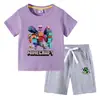 Camiseta Infantil 2026 Verão Nova Roupa Infantil de Comércio Exterior Estilo Ins Coreano Algodão Manga Curta e Shorts Conjunto de Duas Peças Infantil