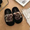Sandalias de vestir sin cordones, color block, a la moda, peludas para mujer, nueva colección otoño/invierno 2026, casuales, que realzan la altura, antideslizantes, cómodas y elegantes.