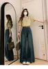 Jeans Americano Retrô Plus Size para Mulheres Primavera & Outono 2025 Gorduchas Cintura Alta Slim Soltos Retos Perna Larga Calças de Chão