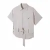 Corbata Rayada de Ajuste Limpio Coreana de Alta Inteligencia, Caída Suelta, Anti-Arrugas, Camisa de Manga Corta Estilo Old Money, Top de Diseño Elegante