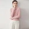 Suéter de Cachemira a Rayas de Cuello Medio Alto para Mujer, Otoño e Invierno, Ajustado, Capa Base, Agradable al Tacto, Cómodo, Tejido Ajustado, Tejido