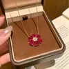 Electrochapado en Oro Real, Collar de Flor Incrustada de Diamantes Más Vendido en Xiaohongshu para Mujeres, Lujo Ligero, Estilo Dulce Retro Vintage, Venta al por Mayor de una Pieza