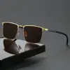 Óculos de Sol Quadrados de Metal com Armação Fina para Homens, Óculos Polarizados Retro Anti-UV, Óculos Especiais para Dirigir, Fazem o Rosto Parecer Menor