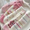 Calcetines de invierno rosas para niñas con forro de polar, calcetines gruesos y cálidos, calcetines para dormir, calcetines lindos y peludos de invierno para confinamiento