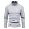 Comércio exterior transfronteiriço atacado outono e inverno suéter de gola alta masculino Europa e Estados Unidos slim twist flor pulôver cor sólida base suéter de malha