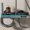 Conjunto de Chuveiro Quente e Frio com Display Digital e Iluminação Ambiente Cinza Armado Selecionado Cuidadosamente para Uso Doméstico, Conjunto Completo de Chuveiro com Botões Tipo Tecla de Piano para Aumento de Pressão