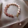 Pulseira de Pérola Natural Feminina Pulseira Popular Estudante Melhor Amiga Estilo K Simples Ins Design de Nicho Joia de Mão Personalizada Tendência