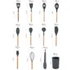 Juego de 12 Piezas de Espátula de Silicona y Cuchara para Sopa, Espátula de Silicona Antiadherente, Espátula de Silicona de Grado Alimenticio para el Hogar, Juego de Utensilios de Cocina de Silicona