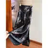 Nueva Falda Acetato Estilo Chino Estampado Retro para Mujer, Verano 2026, Cintura Alta Versátil Larga Bodycon Cola de Pez