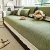 Almofada de sofá em chenille de algodão e linho, adequada para todas as estações, com design fixo e antiderrapante, oferecendo uma sensação luxuosa e de alta qualidade; tecido para capa de sofá atacado