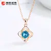 Collar de Plata de Ley 925 Trébol de Cuatro Hojas Circonita Simple Ins Clásico Colgante de Topacio Moda Personalidad Cadena para Clavícula Estilo Japonés y Coreano