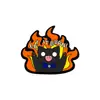 Broche Desenho Gato Flamejante Gato Preto Fofo Kawaii Acessórios de Decoração para Mochila Escolar Insígnia de Liga de Esmalte Anti Gota de Óleo