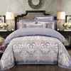 Conjunto de Luxo de Algodão Jacquard Cetim Estilo Europeu Quatro Peças, Conjunto de Cama de Casamento Bordado de Algodão Puro, Venda por Atacado do Fabricante