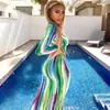 Vestido Plus Size Europeu e Americano Temu 2025 Decote V Listrado Manga Longa Justo Slim Sexy Outono e Inverno para Mulheres Cintura Alta