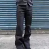 Jeans Casual Versátil de Perna Reta com Franjas Vintage Tendência de Primavera Desgastado Escovado com Cera