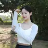 Ventas Directas de Fábrica Verano Exterior Protección Solar Malla de Hielo de Manga Única Chal Anti-UV Seda de Hielo Sensación Fresca Talla Grande Ropa de Protección Solar