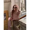Camisa de Lino Rayada Espiga Teñida en Hilo Estilo Artístico Vintage Relajado CUIYUNER WWJ26004
