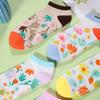 Calcetines para Mujer Flores Macarón Verano Nuevo Dibujo Animado Lindo Calcetines Anhelo por la Vida Calcetines de Mujer Calcetines de Barco Transpirables y Absorbentes del Sudor
