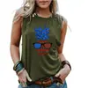 Comercio Electrónico Transfronterizo de Amazon Nueva Camiseta sin Mangas Estampada para Mujer Talla Grande
