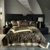 Conjunto de colcha de verão de Tencel Lenzing com 60 contagens, conjunto de quatro peças, manta com estampa digital e bordas largas vazadas, roupa de cama para comércio exterior, compra em lote e atacado
