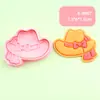 Formas de Biscoito Série Cowboy, Tipo Pressionar 3D Realista, Formatos de Bota e Chapéu, Ferramentas de Confeitaria DIY
