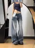 Jeans Blancos de Mezclilla Desgastados Estilo Retro Americano Tallas Grandes para Mujer, Diseño Primavera/Verano, Cintura Alta, Adelgazantes, Pantalones Anchos de Pierna Recta