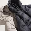 Tejido cálido cortavientos impermeable gran terciopelo esponjoso resistente al frío 90 plumón de ganso blanco con capucha engrosada 21 invierno