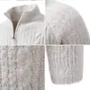 Cárdigan de punto con cremallera y cuello alto estilo americano para hombre, suéter grueso de punto trenzado retro con mangas raglán de ajuste holgado para otoño/invierno