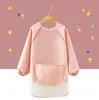 Delantal Infantil de Manga Larga de TPU Sin Lavado, Reversible, Dibujos Animados de Animales de Guardería, Delantal Bata Impermeable y a Prueba de Suciedad para Niños y Niñas