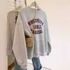 Moletom com capuz estilo americano branco e cinza para mulheres, nova coleção 2026, estilo popular outono/inverno, forrado com fleece, casual e valoriza silhuetas petite - fica incrível