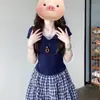 Conjunto de Dos Piezas de Manga Corta Estilo Coreano Tallas Grandes para Mujer, Estilo Universitario de Verano, Falda a Cuadros Elegante y que Favorece la Figura