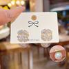 Pendientes Exquisitos de Plata S925 con Aguja de Plata, Circonita y Perla, Estilo Nicho Versátil y Sencillo, Pendientes de Lujo Ligero de Alta Gama para Mujer