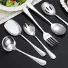 Juego de Cubiertos de Acero Inoxidable Transfronterizo: Cuchara para servir, Cuchara de buffet, Tenedor, Cuchara para ensalada, Tenedor, Espátula de cabeza cuadrada, Juego de cucharón para sopa