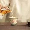 Taza de Té de Porcelana Azul y Blanca de Cerámica Jingdezhen, Juego de Té Kung Fu, Taza de Maestro, Taza de Invitado, Borde con Forma de Flor, Taza de Degustación Estilo Antiguo, Juego de Té