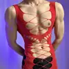 Vestido de Malla de una Pieza con Aberturas en el Lóbulo Ropa de Dormir Sexy Moda Adornado con Pedrería Celebridad de Internet Discoteca Malla Grande Transparente Elástico Bodycon