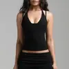 Conjunto de Ropa de Yoga Transfronterizo con Tirantes Dobles, Top sin Mangas de Cuello Halter, Shorts de Cintura Alta Plegables para Mujer, Conjunto de Dos Piezas para Correr al Aire Libre, Deportes y Fitness