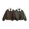 North Boundary Marca de Moda Americana para Hombre 2025 Invierno Nuevo Estilo Cuello Desmontable de Piel de Cordero Ropa de Algodón Chaquetas de Algodón Lavado