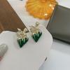 Aguja de Plata 925 Retro Estilo Hong Kong Lazo Amor Aretes Moda Mujer Cool Sencillo Clip de Lava para la Oreja 358
