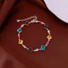 Pulseira Geométrica de Zircônia Cúbica Irregular em Formato de Gota d'Água Dopamina Doce Exquisita Pulseira Joia de Mão com Toque de Luxo Leve