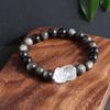 Nova Pulseira Chinesa Obsidiana Prateada Leão Despertando Raposa de Nove Caudas Pixiu Pulseira de Cristal Moda Nacional Versátil Retro Cultural Brincadeira Ao Vivo