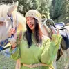Gorro de Ganchillo Tejido para Mujer, Nuevo Estilo Otoño/Invierno 2026, Turbante de Encaje para Viajar en el Oeste de Sichuan, Gorro de Lana para Clima Frío de Gran Circunferencia de Cabeza