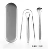 Raspador de lengua de acero inoxidable de 2 piezas, limpiador de lengua manual, herramienta de limpieza bucal.