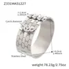 Pulsera con Cierre de Zirconia 5A para Rostro Ancho de Moda Europea y Americana, Set con Personalidad Exagerada, Joyería de Acero Inoxidable con Patrón de Panal